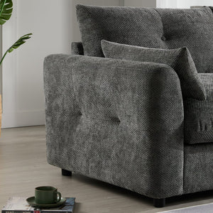 English Elm 136'' Modular Sectional Sofa with Console, USB Charger, Cup Holders, Movable Storage Ottoman, Oversized Chenille U-Shaped Lounge Gray N723S8777E