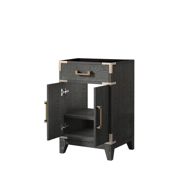 English Elm Black Oak Single-Sink Vanity 20" W With Soft-Close Door & Ample Storage For Modern Bathrooms B2731P260885
