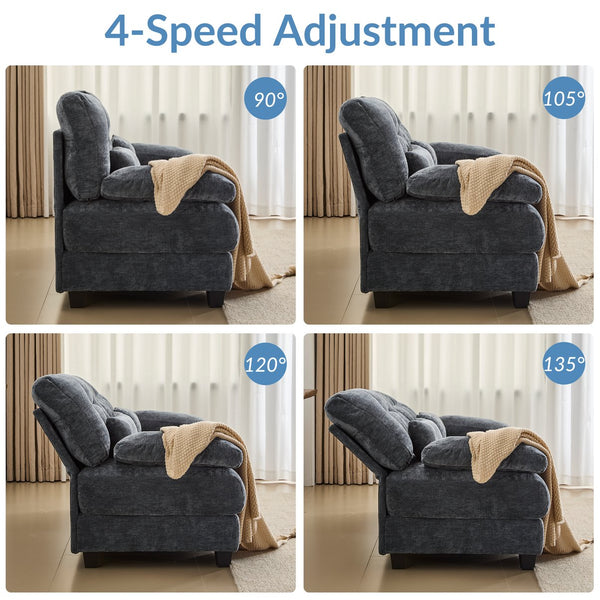 English Elm 67" Loveseat with 4-Position Recline, Plush Chenille Upholstery, 350lb/Seat Capacity, 2 Pillows, Easy Setup Blue W2606P359225