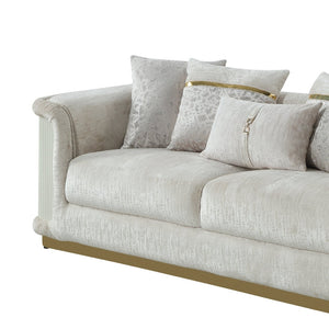 English Elm Bona Glam Chenille Sofa with Diamond Panels and Champagne Gold Floating Base B009P417485