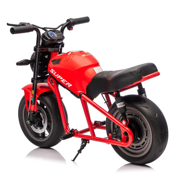 English Elm 24v300w Kids Electric Muscle Motorcycle with Dual Suspension Wide Eva Tires and Twist Throttle Red W1578P382503
