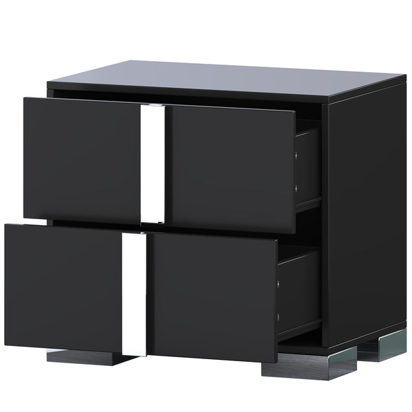 English Elm Elegant Nightstand with Metal Feet and Two Spacious Drawers for Stylish Bedroom and Living Rooms Black 28.75 L x 17.75 W x 7.75 H N733P307938B