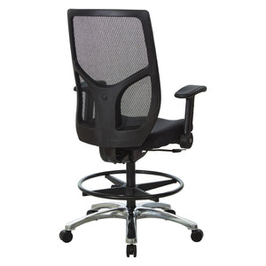 OSP Home Furnishings Drafting Chair with Progrid Mesh Back Ergonomic Lumbar and Pneumatic Height Adjustment 99583FDC-30