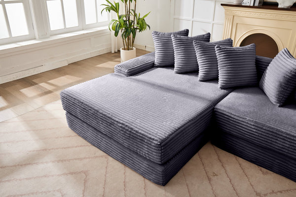 English Elm Convertible Floor Sofa Bed - Stylish Corduroy Couch, Space-Saving Foldable Mattress For Comfort & Versatility W2915S00076