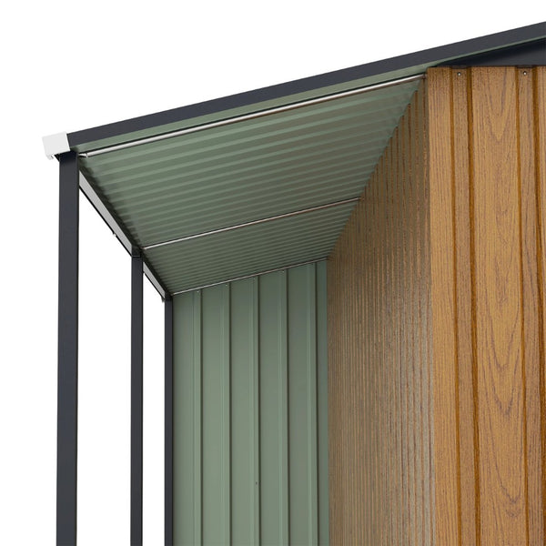 English Elm 10x12 Ft Galvanized Steel Outdoor Shed Dual Zone Lockable Sliding Doors Backyard Storage Yellow W1598S00033