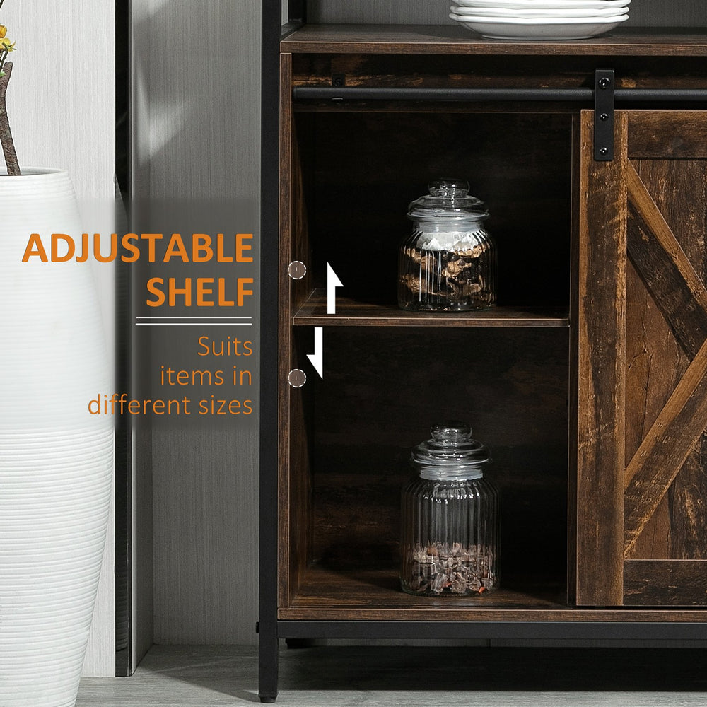 English Elm Homcom Rustic Industrial Sideboard Buffet Cabinet With Sliding Barn Doors, Adjustable Shelves & Storage W2225P217418