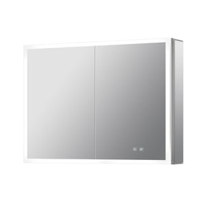 English Elm Mesa Double Door Led Medicine Cabinet with Defogger Aluminum Frame Bath Storage B2731P478363