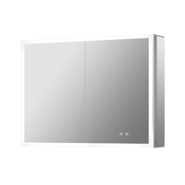 English Elm Mesa Double Door Led Medicine Cabinet with Defogger Aluminum Frame Bath Storage B2731P478363