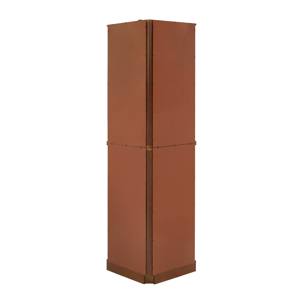 English Elm 6 Shelf Corner Curio Cabinet with Interior Lighting, Mirrored Back, Glass Shelves for Displays Walnut W1693P165021