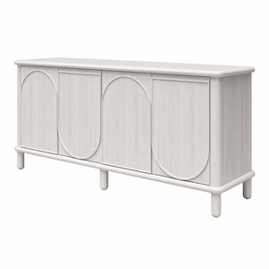 English Elm Selena Whitewashed Wood Credenza with Four Doors and Adjustable Storage Shelves B2733S00012