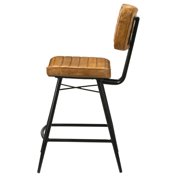 English Elm Senko Leather Channel Tufted Counter Stools with Iron Frame for Bar or Kitchen Set of 2 Brown B062P447996