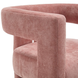 English Elm United We Win Chenille Barrel Accent Armchairs Set of Two for Living Room Dining Pink W1568P389270
