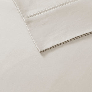 JLA Home Madison Park - Deep Organic Cotton Deep-Pocket Sheet Set 300TC Sateen, Breathable OEKO-TEX, Fits Mattresses to 18" Ivory MP20-8253