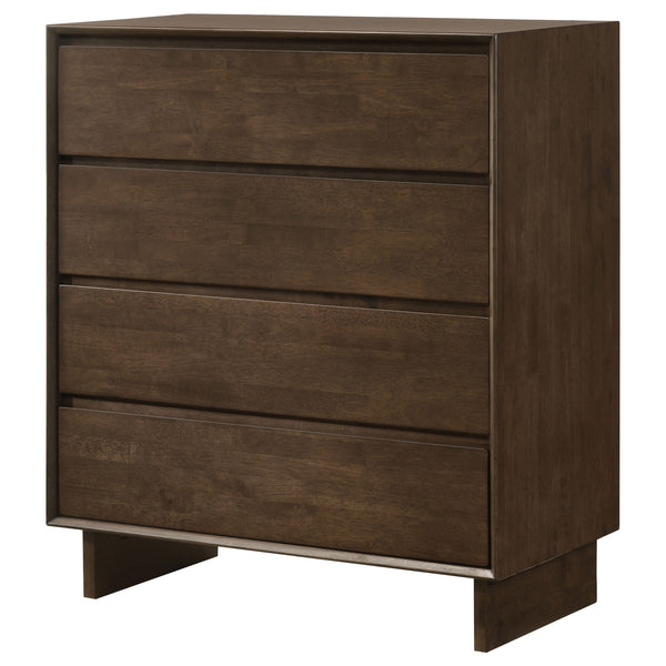 English Elm Hemlock Solid Wood 6-Drawer Dresser Cabinet with Sleek Fingertip Pulls and Spacious Organized Storage Dark Brown B062P378390