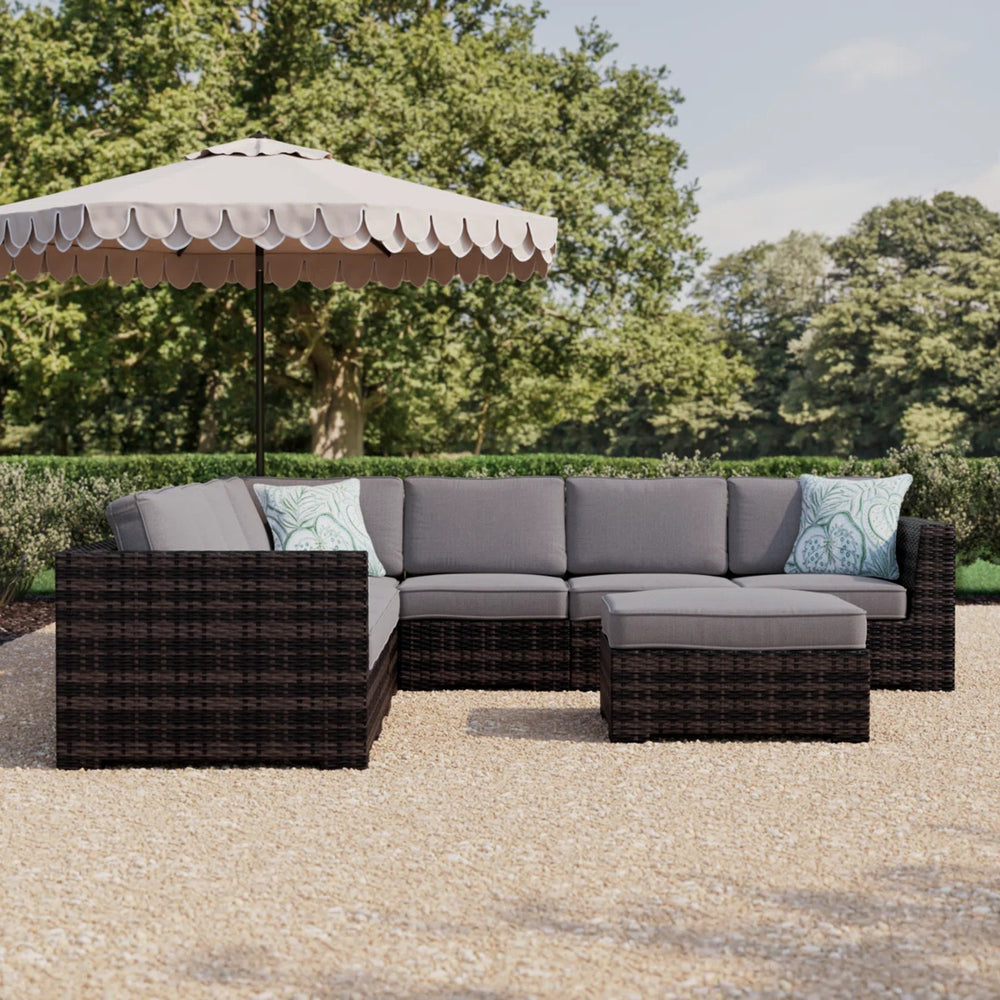English Elm Fully Assembled 122'' Wicker L-Shaped Sectional Sofa With Cushions For Stylish Outdoor Spaces B120S00237