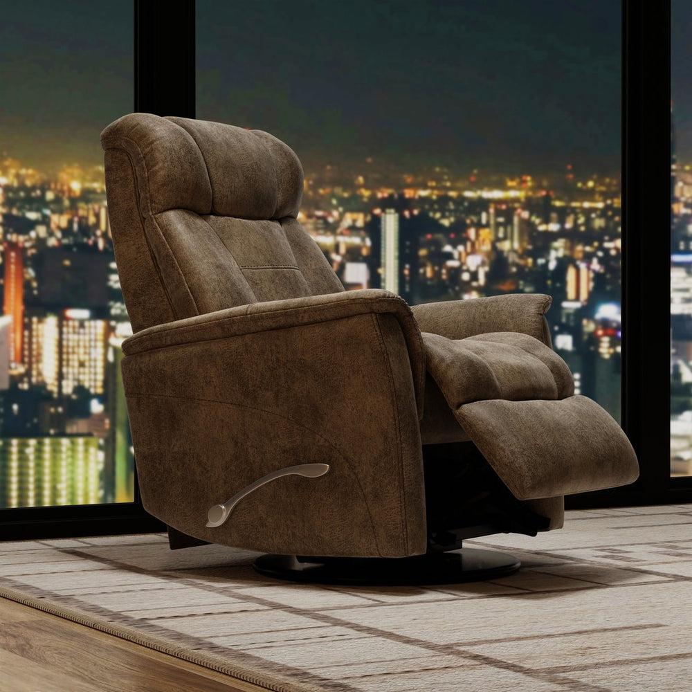 English Elm Global Home Swivel Glider Recliner With Adjustable Headrest & Footrest In Stylish Texas Slate Fabric B339P323113