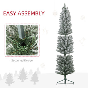 English Elm Homcom 6Ft Snow Flocked Pencil Christmas Tree - Realistic Design, Space-Saving & Easy Assembly W2225P249624