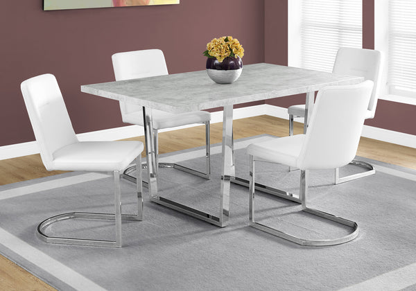 English Elm Dining Table - 60" Rectangular Grey Laminate With Chrome Legs - Modern Design For Kitchen & Dining Spaces B2710P286989