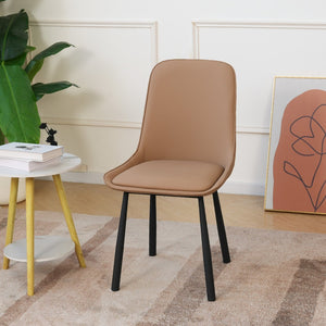 English Elm Modern Nordic Faux Leather Upholstered Dining Chairs Iron Legs Kitchen Set of 2 Khaki+Black W1535P460731