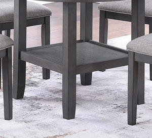 English Elm Gray Round 5-Piece Dining Set with Lower Shelf and Upholstered Chairs — Contemporary Charcoal Style Gray 45 L x 15 W x 46 H B011P373697