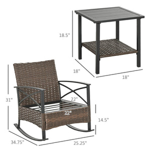 English Elm Rocking Chair Set Outdoor Pe Wicker Porch Conversation with Two Tier Coffee Table T3971P419123