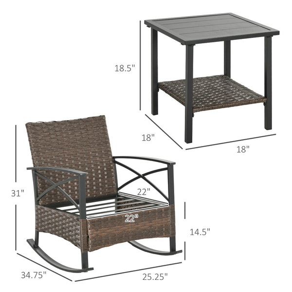 English Elm Rocking Chair Set Outdoor Pe Wicker Porch Conversation with Two Tier Coffee Table T3971P419123
