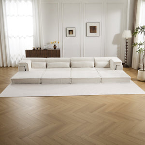 English Elm Compression Modular Sofa Bed - Soft Fleece 4-Seater, Versatile, No-Assembly, Memory Foam Comfort W3723S00031