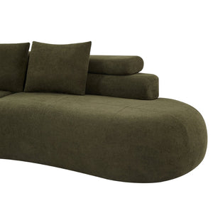 English Elm 122" Curved Modular Sectional Sofa Cloud Fill Polyester Upholstered Living Room Seating Olive Green N771P396326L_N771P396327L