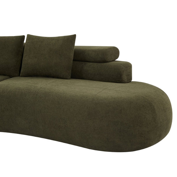 English Elm 122" Curved Modular Sectional Sofa Cloud Fill Polyester Upholstered Living Room Seating Olive Green N771P396326L_N771P396327L