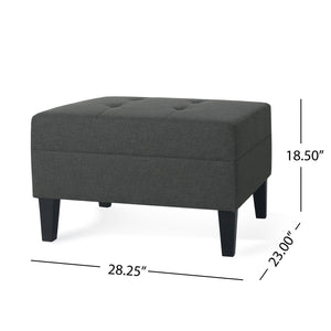 English Elm Christopher Knight Home® - OTTOMAN Dark Gray Fabric Ottoman with Cushioned Top, Birch Wood Tapered Legs, Versatile Seating 57649.00DGY