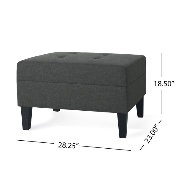 English Elm Christopher Knight Home® - OTTOMAN Dark Gray Fabric Ottoman with Cushioned Top, Birch Wood Tapered Legs, Versatile Seating 57649.00DGY