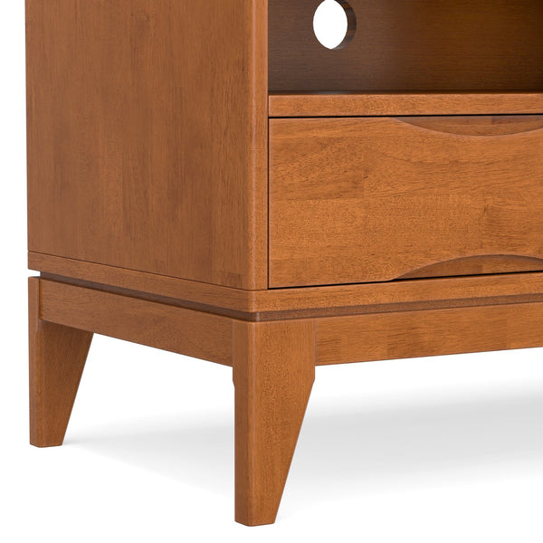 English Elm Harper Mid Century TV Media Stand for 65" TVs, Solid Rubberwood, Notched Drawers & Cord Management Light Brown B136P158724