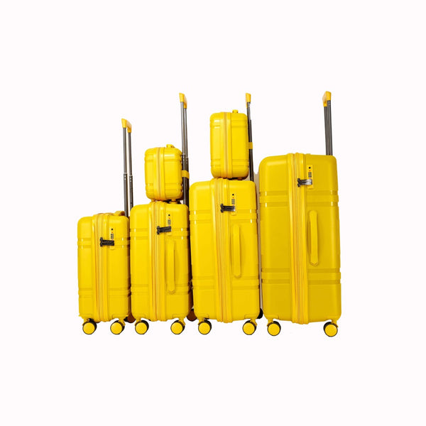 English Elm 6-piece Hard Shell Spinner Luggage Set Expandable Polypropylene with Combo Lock Yellow T3292P327098