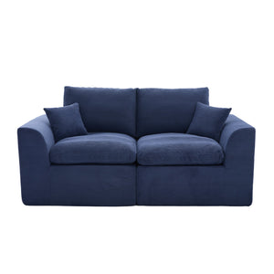 English Elm UNITED Cloud Couch Modular Sectional Sofa with Corduroy Cover, Ergonomic 2-Seater, No Assembly Needed Navy Blue W1568P371122