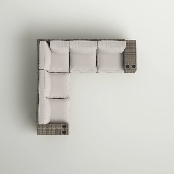 English Elm LSI 102" Outdoor Wicker Patio Sectional with Cushions — Reversible, Fully Assembled, Coastal Comfort B120S00061