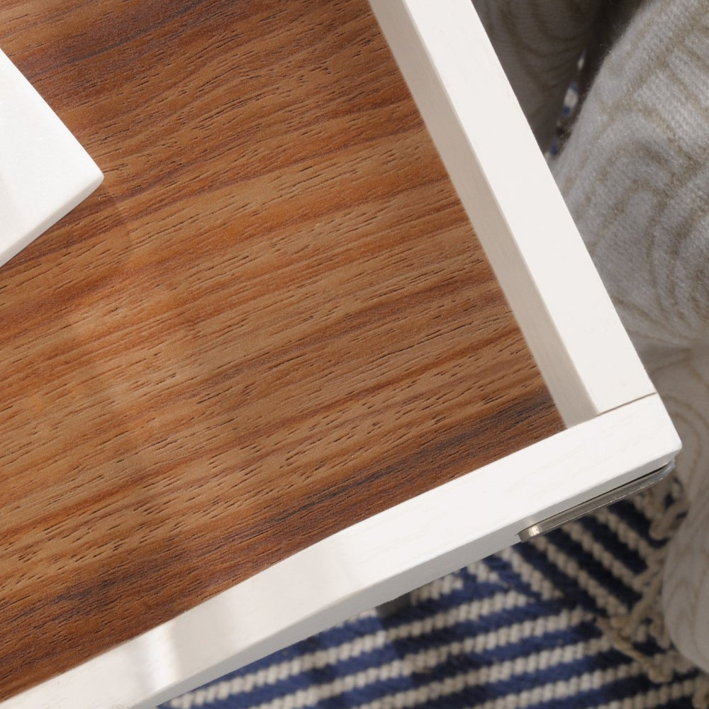 English Elm Side Table - Modern White Finish With Sturdy Metal Frame, Ideal For Small Spaces & Stylish Storage B356P367985-GIGA