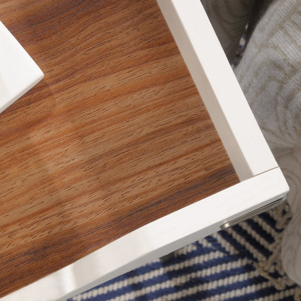 English Elm Side Table - Modern White Finish With Sturdy Metal Frame, Ideal For Small Spaces & Stylish Storage B356P367985-GIGA