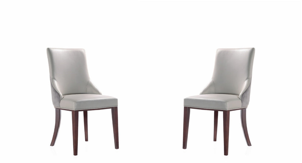 English Elm Shubert Vegan Leather & Velvet Dining Chair Set Of 2 - Modern Light Gray, Fully Assembled Comfort B365P397809-GIGA