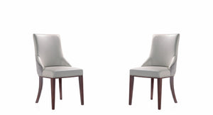 English Elm Shubert Vegan Leather & Velvet Dining Chair Set Of 2 - Modern Light Gray, Fully Assembled Comfort B365P397809-GIGA