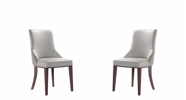 English Elm Shubert Vegan Leather & Velvet Dining Chair Set Of 2 - Modern Light Gray, Fully Assembled Comfort B365P397809-GIGA