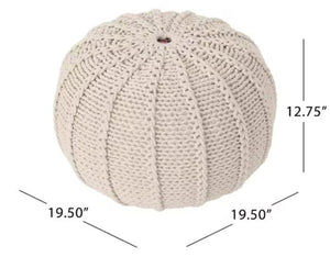 English Elm Knited Chunky Cotton Round Pouf Handcrafted Accent for Living Room Bedroom or Reading Nook 62655.00BGE