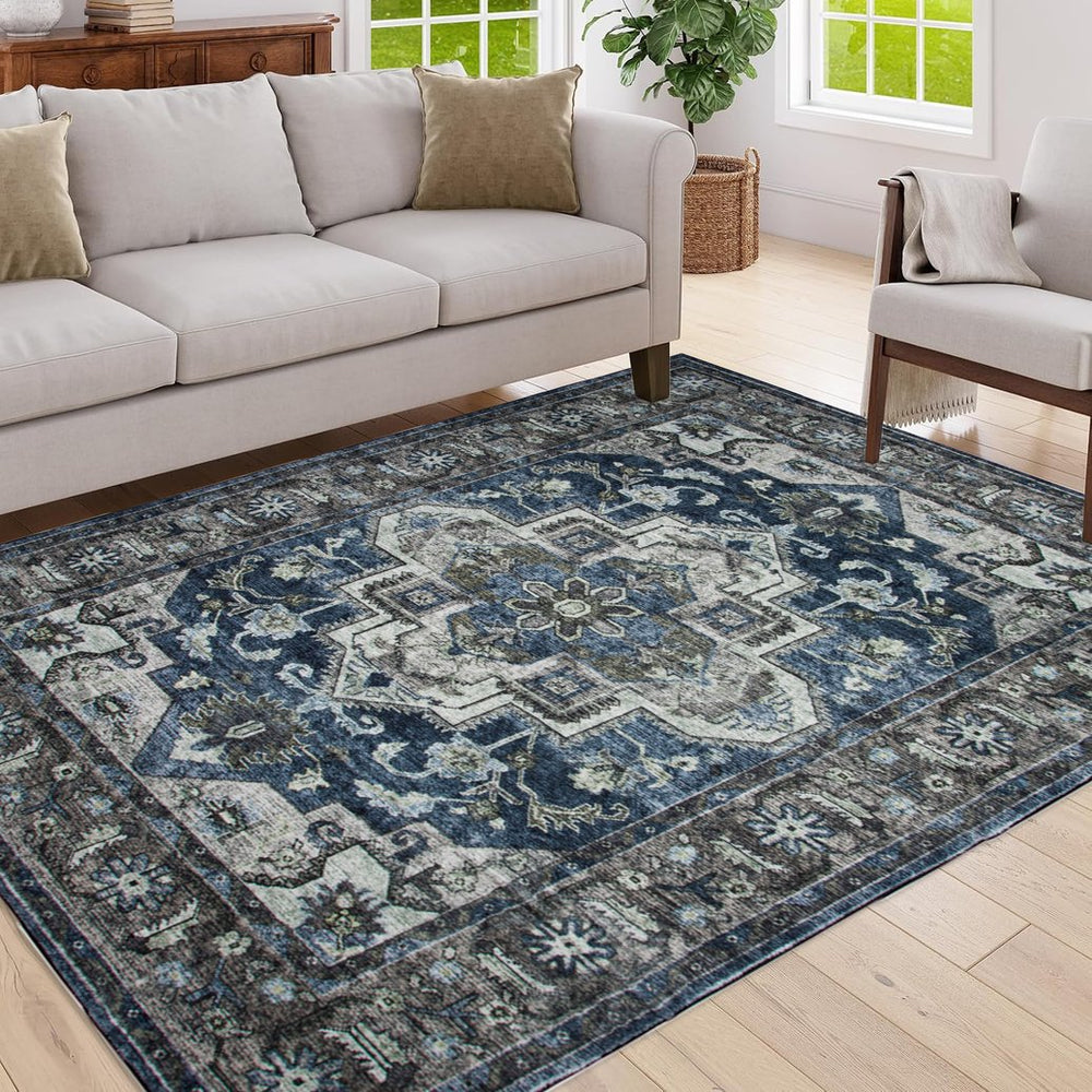English Elm Area Rug 5X7 Vintage Bohemia Floral Design – Non-Slip, Washable, Perfect For Living Room & Kitchen W2907P265030