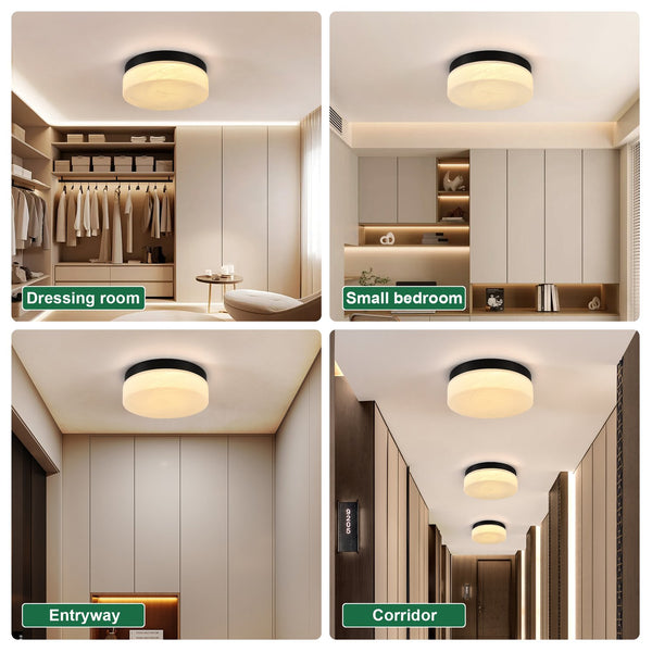 English Elm 12 Inch Led Ceiling Light - Modern 24W Flush Mount Fixture For Bright, Energy-Efficient Home Illumination W2312P375012