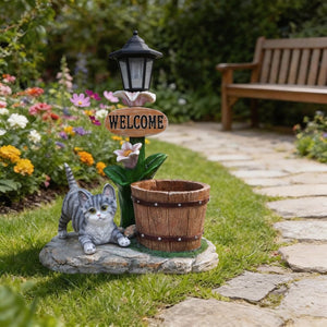English Elm Labrador Solar Garden Statue with Led Glow and Built-in Succulent Planter Basin W5398P464241
