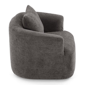 English Elm 360° Swivel Chair with Boucle Upholstery, Deep Pocket-Spring Seat, Ergonomic Curved Arms & Minimalist Design for Living Room Comfort Grey N719P288552E