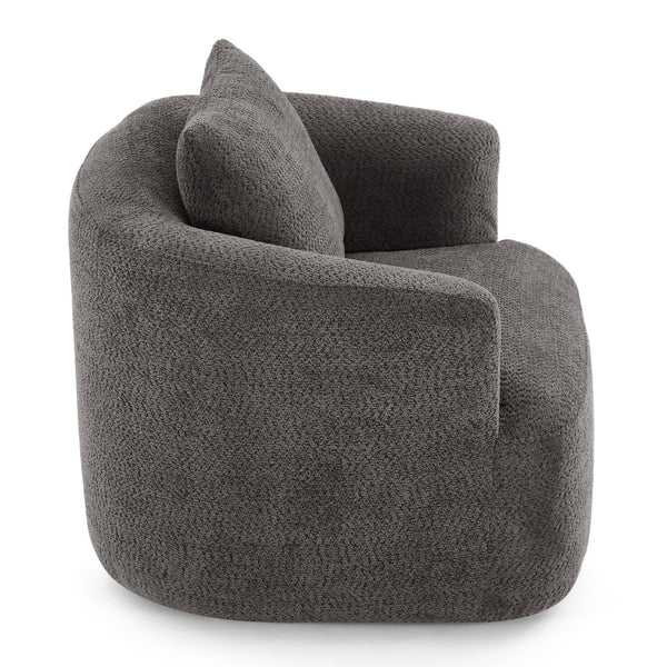 English Elm 360° Swivel Chair with Boucle Upholstery, Deep Pocket-Spring Seat, Ergonomic Curved Arms & Minimalist Design for Living Room Comfort Grey N719P288552E