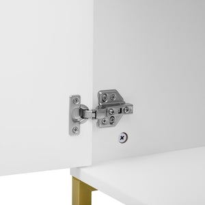 English Elm U-Can Modern TV Stand for TVs up to 70" with 2 Cabinets, Drawer, Shelf, Metal Legs & Anti-Tip Safety N724P198473K