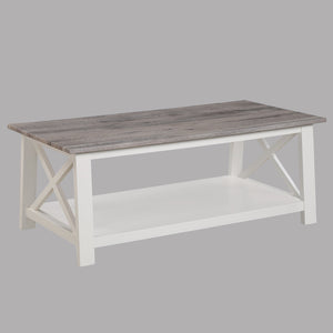 English Elm White 3-Piece Cocktail Table Set – Modern Rectangular Coffee Table + 2 Square End Tables, Sleek Living Room Furniture 47.5" x 23.9" x 18" B011P244337