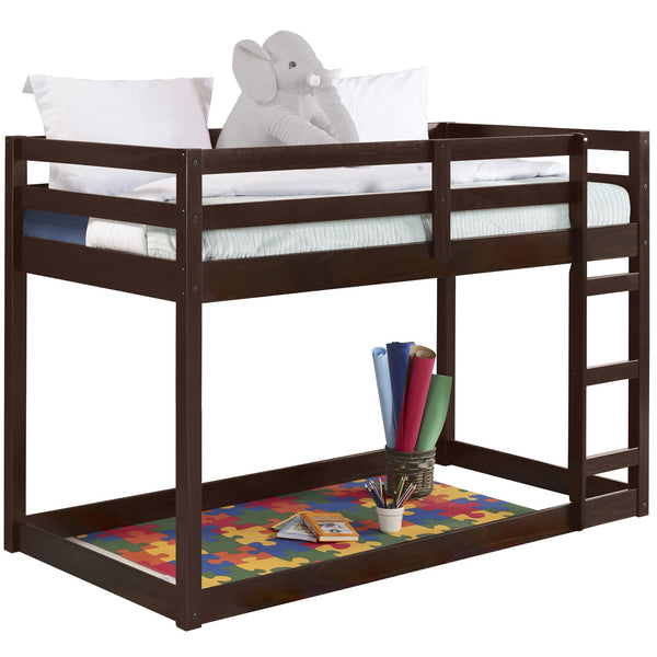 English Elm Espresso Twin Loft Bed Ladder Included — Space-Saving Wood Frame, Guardrail Safety, Durable Comfort B062P181274