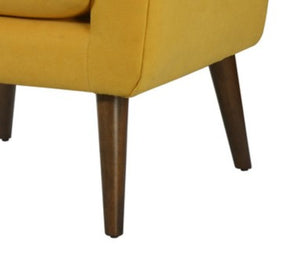 English Elm Shelby Mid-Century Oversized Armchair with Rounded Arms, Full Foam Seat, Walnut Wood Legs, Plush Comfort Yellow B06177998